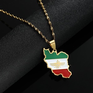 Bandiera della mappa Iran collana pendente a goccia d'olio per uomini e donne <span class=keywords><strong>di</strong></span> moda collana a maglie in acciaio inossidabile - Product Image 2