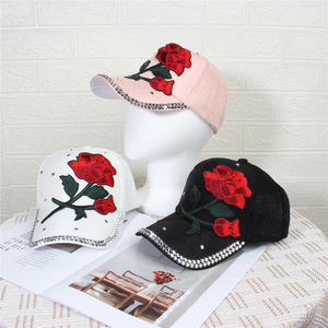 Phụ Nữ Bling Lưới Thoáng Khí Có Thể Điều Chỉnh Mặt Trời Hat Y2K Rose Kim Cương Rhinestone Mũ Bóng Chày - Product Image 1