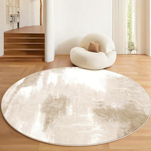 Alfombra Redonda de Lujo, Imitación de Cachemira, Gruesa, con Patrón Abstracto, Estilo Cremoso, para Sala de Estar, Dormitorio, Decoración del Hogar 5-0200 - Product Image 1
