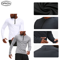 T-shirt de sport à séchage rapide pour homme, col zippé 1/4, idéal pour le golf, vêtements de sport à manches longues