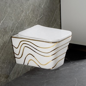 Inodoro Moderno <span class=keywords><strong>de</strong></span> Una Pieza con Doble Descarga, Color Blanco Dorado, Modelo 2026, Montado en el Suelo, con Armario <span class=keywords><strong>de</strong></span> <span class=keywords><strong>Pared</strong></span>, Completo, para Baño <span class=keywords><strong>de</strong></span> Villa - Product Image 2