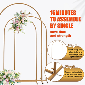 Altın Metal Set <span class=keywords><strong>3</strong></span> Arch zemin standı düğün etkinlikleri için balonlar çiçek kemer sahne arka plan fotoğraf kabini dekorasyon - Product Image 5