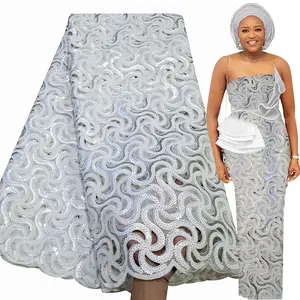 Bestway 절묘한 손 컷 시퀀스 레이스 자수 나이지리아 파티 드레스 페르시 아프리카 레이스 패브릭 도매
