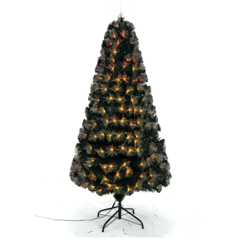 Pohon Natal serat optik berdiri logam warna-warni komersial untuk bagian pintu jendela