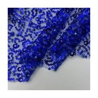 Couleur bleue femmes robes de soirée tissu paillettes et perles broderie tissu en maille douce