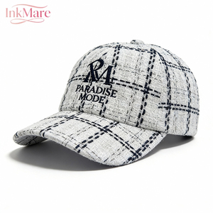 Gorra de Béisbol Unisex Otoño Invierno, Diseño Retro a Cuadros Blanco y Negro, Gorra Personalizada de 6 Paneles, Estilo Pintor, para Mujer - Product Image 1