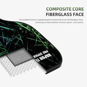 Paleta de Pickleball Profesional SALYWEE - <span class=keywords><strong>X1000</strong></span>, Fibra de Vidrio Resistente, Evita la Descamación de la Pintura, Diseño Negro y Verde Neón, Núcleo de Panal de PP - Product Image 4