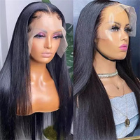 Perruque en cheveux humains vierges indiens, sans colle, HD transparente, pour femmes noires, 40 pouces, personnalisable, vente en gros