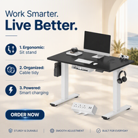 Multiprise à pince ergonomique moderne monobloc personnalisable pour bureau debout EN2 40x24, avec câble électrique réglable en hauteur