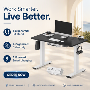 Multiprise à pince ergonomique moderne monobloc personnalisable pour <span class=keywords><strong>bureau</strong></span> debout EN2 40x24, avec câble électrique réglable en hauteur - Product Image 6