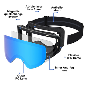 Gafas de Esquí con Protección UV400, Correas Magnéticas, Lentes Polarizadas Antivaho <span class=keywords><strong>para</strong></span> Deportes de Nieve, Gafas de Seguridad <span class=keywords><strong>para</strong></span> Esquí - Product Image 2