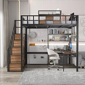 Struttura Letto a Soppalco in Metallo Personalizzabile con Scrivania e Libreria Arredamento su Misura per Mansarda o Loft - Product Image 1