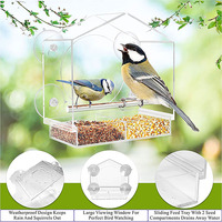 Mangeoire à oiseaux en acrylique personnalisée en gros, avec ventouse puissante, transparente, en forme de maison, pour oiseaux sauvages, pour jardin extérieur, OEM ODM