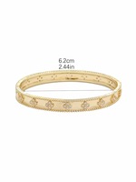 Bracelet minimaliste rond en forme de trèfle à quatre feuilles, en cuivre avec micro-incrustations de zircon, bijoux à la mode et polyvalents