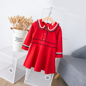 Nueva Moda al por Mayor, Ropa Infantil, Vestidos Elegantes de Manga Larga para Niñas Pequeñas en Rojo Chino, de Sitios Web de Compras - Product Image 2