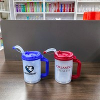 Mug de voyage en plastique incassable de 32 oz avec poignée et paille, sans BPA, qualité alimentaire, réutilisable, ajustement universel, couleur personnalisée pour les commandes en gros