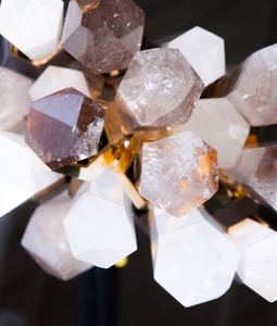 Sang trọng nghệ thuật cổ điển đá Smokey trắng pha lê thay đổi độ sáng <span class=keywords><strong>LED</strong></span> mặt dây đèn cho phòng khách - Product Image 6