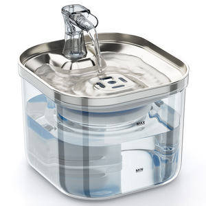 Fontaine à eau automatique pour animaux de compagnie, rectangulaire, 17x17.5x13.5cm, détachable, pour chiens et chats, avec système de filtration d'eau courante - Product Image 2