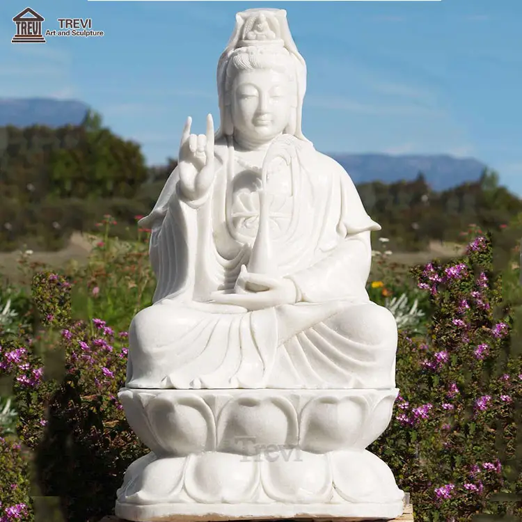 古典的な宗教的な石の彫刻Kuan Yin大理石の仏像販売