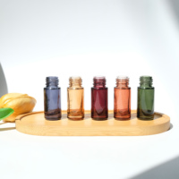 Emballage cosmétique, flacon en verre coloré vide de 5 ml pour parfum, huile essentielle, mini flacon avec bouchon en bambou
