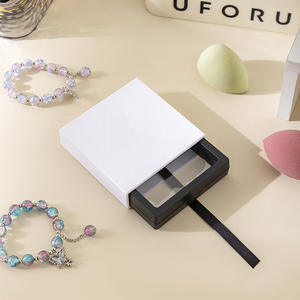 Boîte d'affichage de bijoux en film PE transparent personnalisée, très vendue, pour collier, bracelet de luxe, boîte d'emballage de bijoux noire - Product Image 2