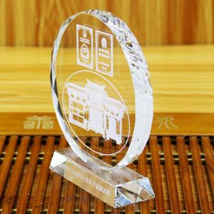 Customized Content Laser Engraving Crystal Plaque <b>Glass</b> Trophy <b>Award</b> Cheap <b>Wholesale</b> Round Shaped Crystal <b>Glass</b> Trophy - Product Image 3