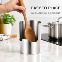 Support multifonctionnel en acier inoxydable 304 pour cuillères à soupe, couvercles de casseroles, organisateur de couverts intégré et support pour passoire de fondue