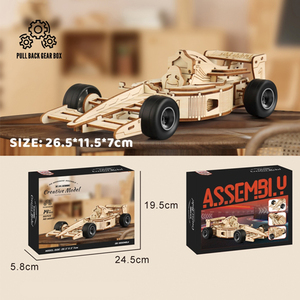 Saggio fatto da te assemblare auto giocattolo in legno tirare indietro modelli di auto Creative giocattoli in legno - Product Image 2