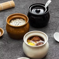 Pot de stockage d'aliments en céramique micro-ondable écologique couvercle de marmite à ragoût récipient de cuisine compatible avec le camping et le jardinage