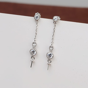 Boucles d'oreilles en argent S925 flocon de neige pour femme, accessoires tendance DIY avec support vide pour 5-7 perles, boucles d'oreilles pendantes tendance - 1009 - Product Image 4