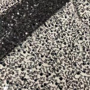 Larghezza 130 cm poliestere scintillante paillettes perline da ricamo tessuto di maglia pesante <span class=keywords><strong>Tulle</strong></span> tessuto di <span class=keywords><strong>pizzo</strong></span> per abito da sposa tenda - Product Image 5