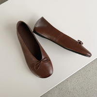 Chaussures plates de ballet en cuir de vachette souple, style nœud papillon, modèle 2026, très populaires, de créateur renommé, pour femmes