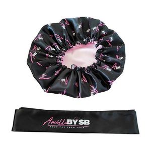 Wholesale Double Layer Sleep Cap Women Bonnet Custom Logo Print Reversible Bonnets and Satin Hair Wrap - Product Image 2