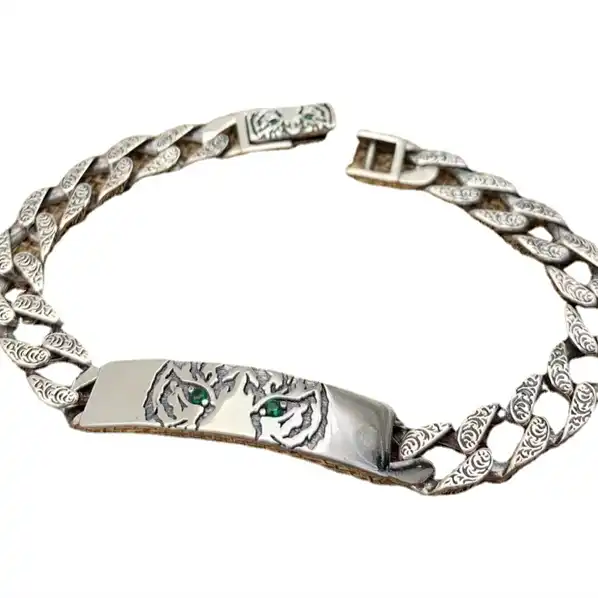 Buy R K JEWELLERS- Pure Silver DOUBLE TIGER HEAD Bracelet -8.75 inch at  Amazon.in