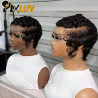Perruque courte coupe pixie en cheveux humains, Lace Frontale HD sans colle, Cheveux Vietnamiens bruts, Vente en gros de perruques en cheveux humains