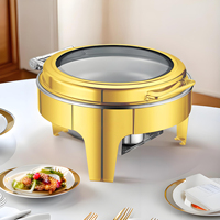 Réchaud à buffet rond en acier inoxydable doré de luxe YITIAN, prix spécial, avec grand couvercle en verre
