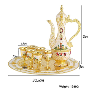 Elegant Style <b>Wine</b> Set - Small-scale Luxury Retro Fashion Wineware - Zinc Alloy <b>Wine</b> Jug and <b>Wine</b> Glasses Set of Eight - Product Image 5