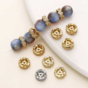 Flower Shape <b>Copper</b> Plated Gold Zircon Bead Caps For <b>Bracelet</b> Making DIY Jewelry Accessories - Product Image 1