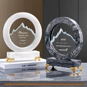 2022 Designer nuovo trofeo di cristallo di marmo eccezionale dipendente premio di citazione d'onore trofeo di medaglia di cristallo
