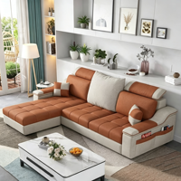 Canapé Chaise Longue en Tissu Imprimé Luxe Léger, Canapé Moderne en Tissu Technique avec Ottoman pour Salon