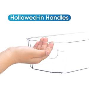 SKY-TOUCH 2pcs Clear Plastic <b>Storage</b> Bins Refrigerator Organizer with Handle <b>for</b> BPA-Free <b>Fridge</b> & Freezer - Product Image 6