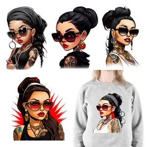 Bad Girl Cholas Latina Thermal Stickers Chicana Girls With Tattoos Iron On DTF Transfer Ready To Press For Clothing