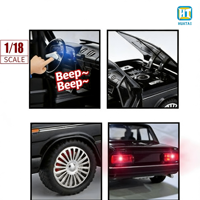 Coche de juguete de metal fundido a presión Lada 2107 ruso 1:18 con función de retroceso, una luz, puertas que se abren, modelo de coche de aleación con luz y música para niños
