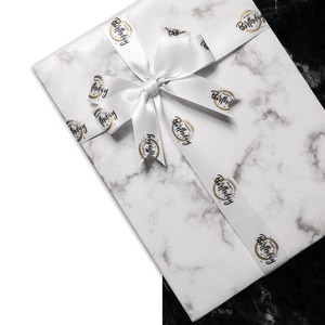 Custom Gold Foil Printed Satin <b>Ribbon</b> Bow With Personalized Text For Gift Packaging - Product Image 3