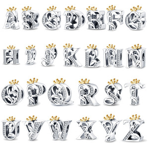 Venta al por Mayor de Dijes de Plata de Ley 925 con 26 Letras para la Creación de Joyería DIY para Mujer - Product Image 1