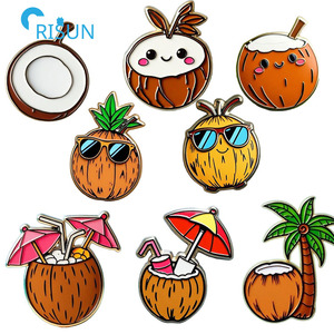 Factory Custom ized Lustige Coco Wasser Getränke Coconut <span class=keywords><strong>Shell</strong></span> Anstecknadeln Abzeichen Broschen Custom Pin Emaille Coconut - Product Image 1