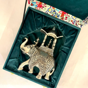 New Arrival Silver Plated Aluminium Antique Look Ambavari <b>Elephant</b> Home Office Anniversary Stocked with Royal Box Packing - Product Image 1
