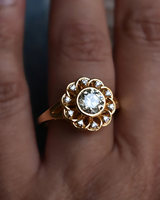 Bague de fiançailles de luxe en or massif 14 carats plaqué or 18 carats avec halo en forme de fleur, diamant de laboratoire taille brillant de 1,25 carat certifié IGI
