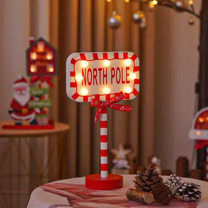 Outdoor Christmas Yard Decorations Santa Stop Here Sign Lights Wood Garden Holiday Xmas Decoration for Christmas Season