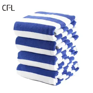 CFL מפעל סיטונאי מחיר oem מותאם אישית מכירה לוהטת 100% כותנה כחול ולבן פס מלון חוף בריכת מגבת